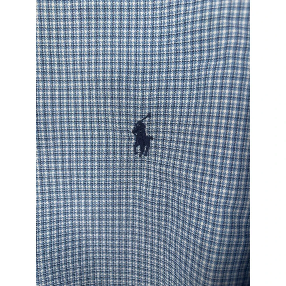Ralph Lauren Classic Fit Blue Check Button Down Shirt Mens XXL 18 Long Sleeve